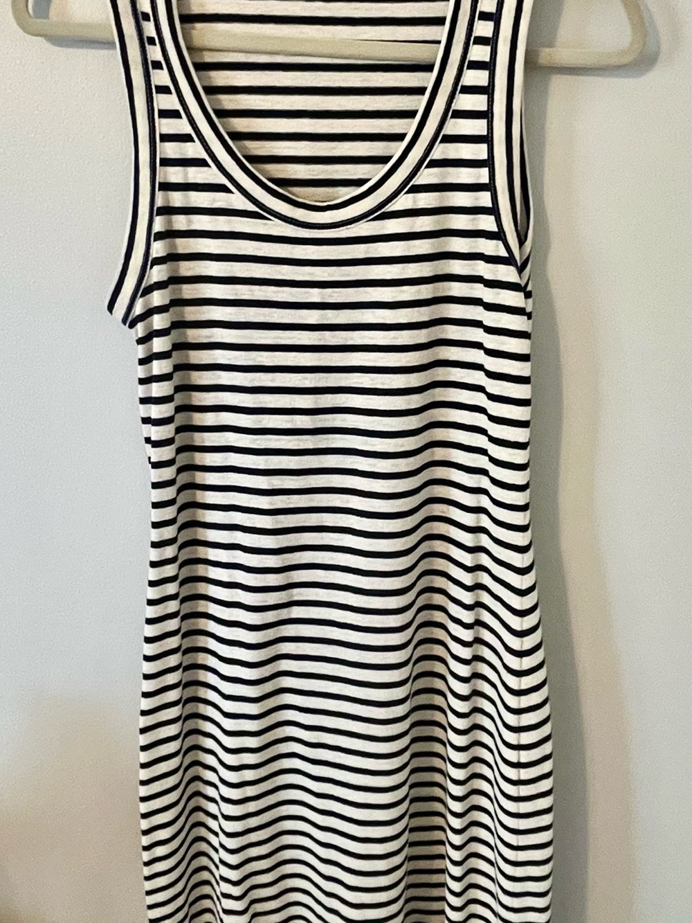 Emerson Fry Navy and Cream Striped Scoop Midi Dress